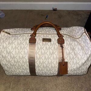 Michael Kors White and Tan Travel Bag